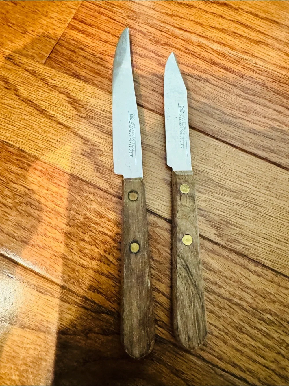 Vintage Geneva Forge Made in USA Steak and Paring Knife With Wooden Handle